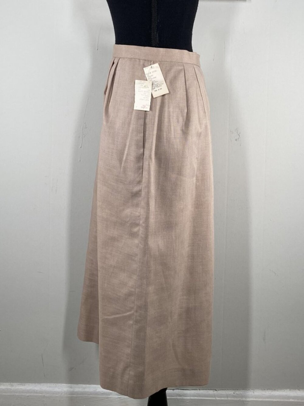 Vintage Cross Country Midi A-Line Skirt Women's 16 Taupe Linen Blend VTG USA NWT - Picture 2 of 11